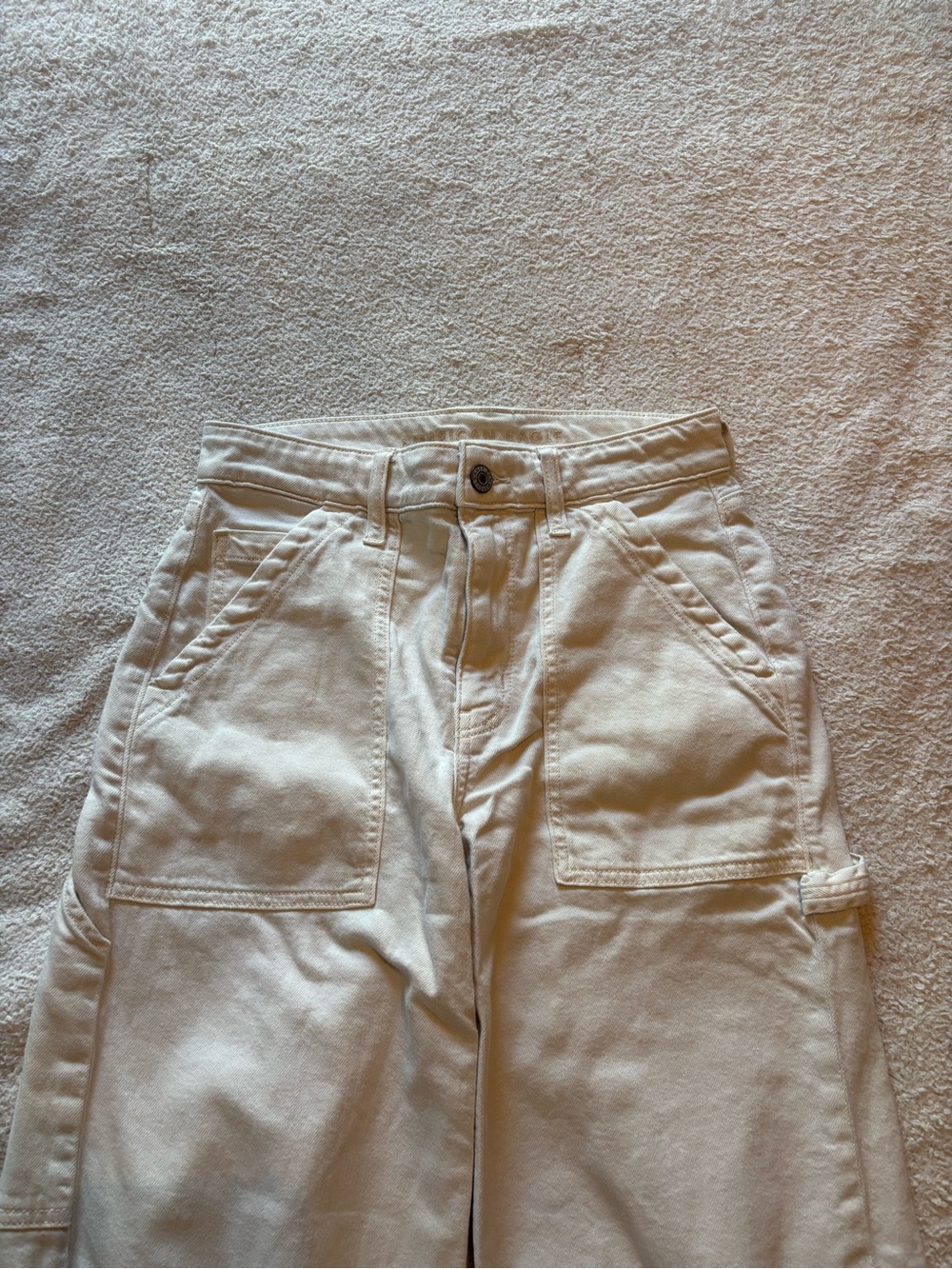 American Eagle Outfitters Off-White Stretch High-Rise Pants - Picture 3 of 5